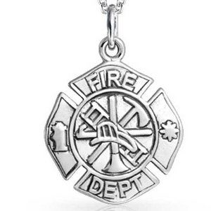 Silver Firefighter Cross Necklace